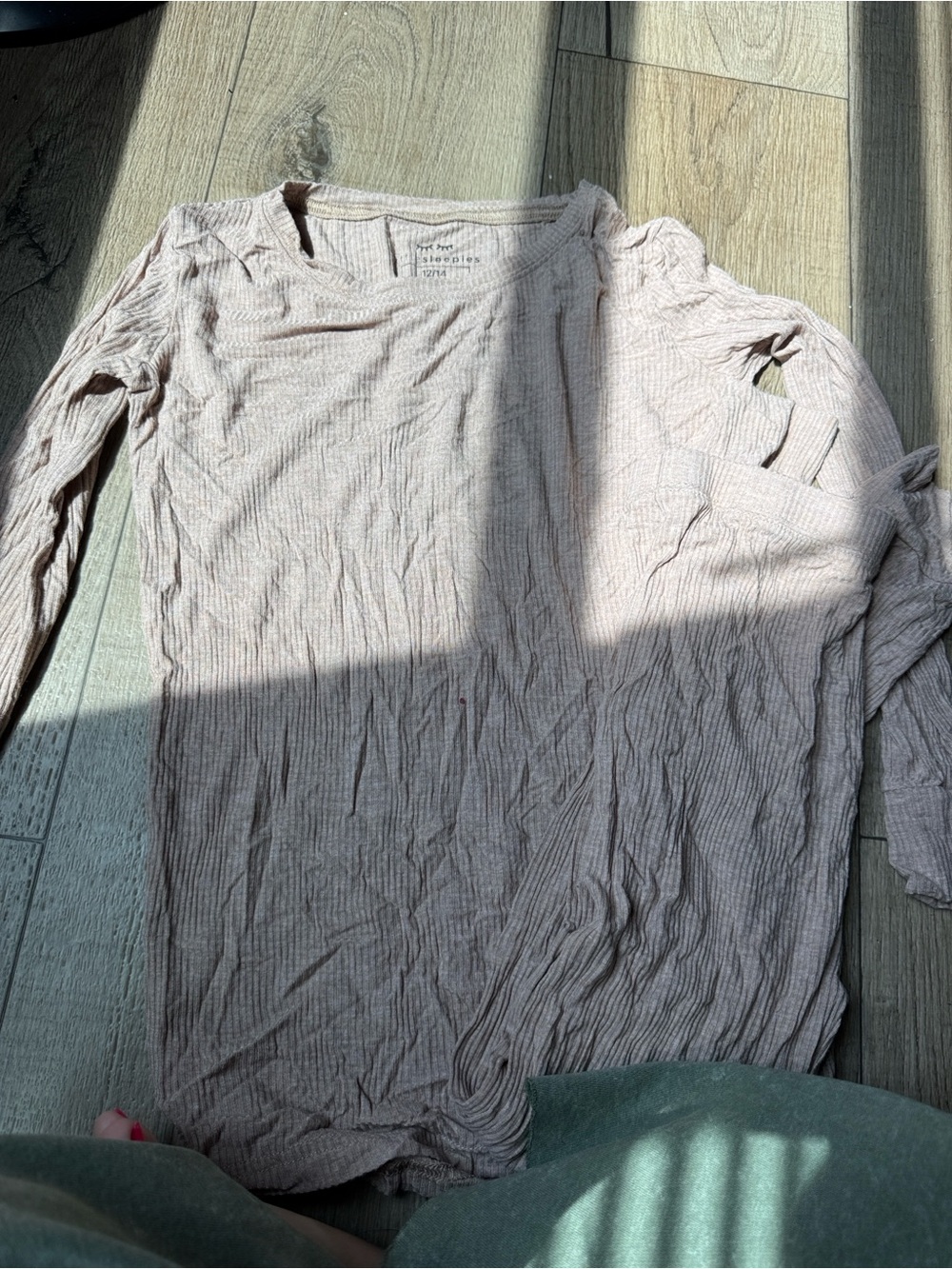 Little sleepies ribbed tan pj set